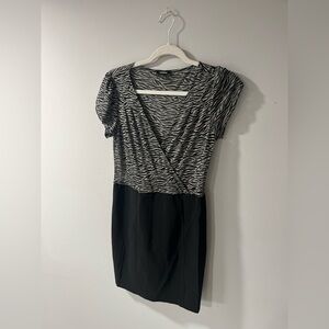 Express Zebra Print Faux Wrap Dress – Black Skirt – Size Large